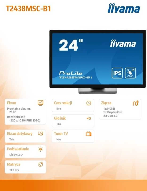 Monitorius iiyama ProLite T2438MSC-B1