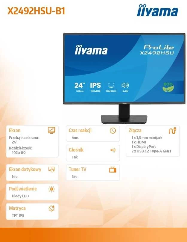 Monitorius iiyama ProLite X2492HSU-B1 - 120Hz | Full HD | IPS | 24''