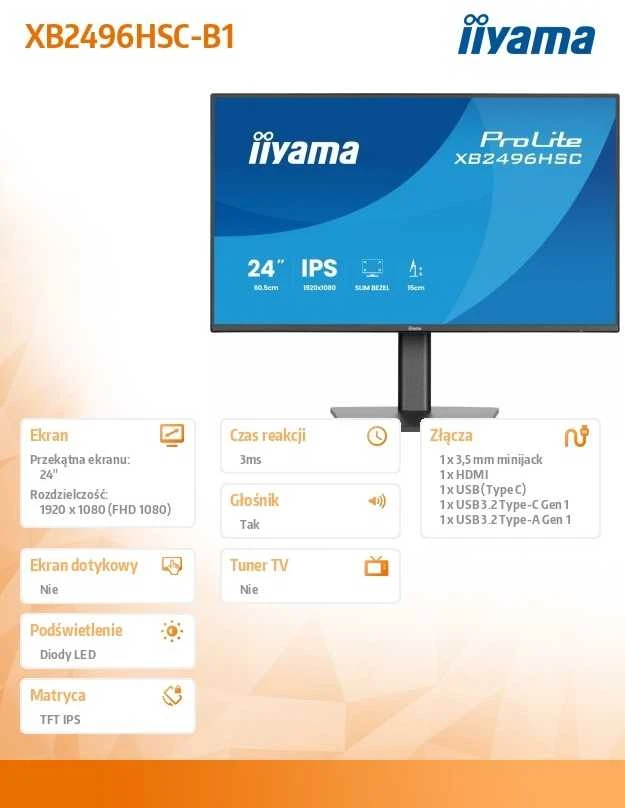 iiyama ProLite XB2496HSC-B1 computer monitorius 60.5 cm (23.8") 1920 x 1080 pikselių Full HD LED Juodas