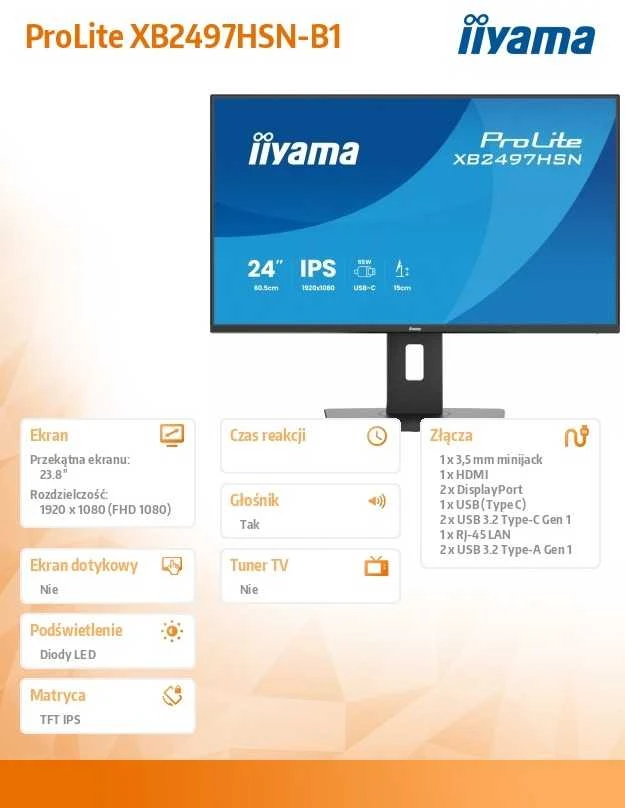 Monitorius iiyama ProLite XB2497HSN-B1 - 100Hz | Full HD | IPS | 23,8" | 1ms
