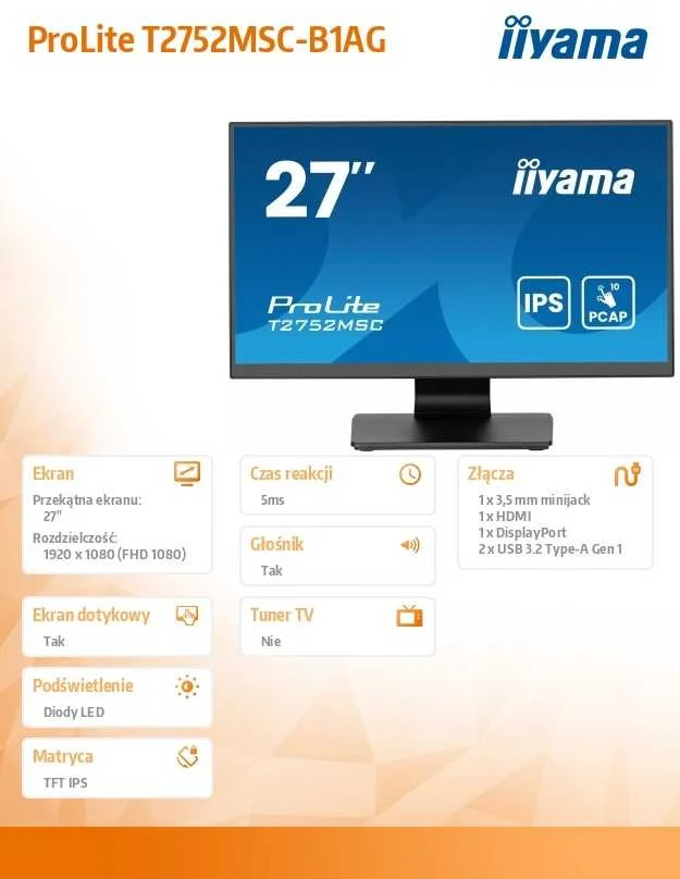Monitorius iiyama ProLite T2752MSC-B1AG