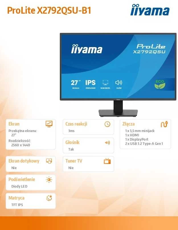 Monitorius iiyama ProLite X2792QSU-B1 - 120Hz | QHD | IPS | 27"