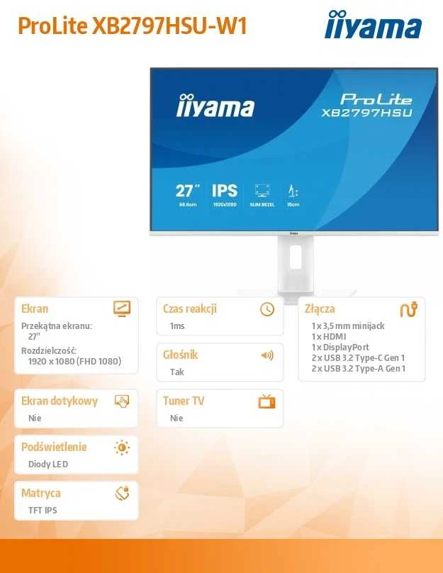 Monitorius IIYAMA ProLite XB2797HSU-W1 27-inch Baltas IPS 120Hz Eyecom