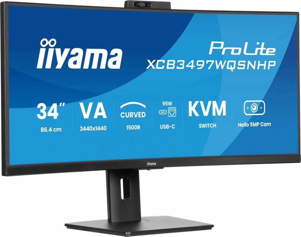 Monitorius „iiyama ProLite XCB3497WQSNPH-B1“ – 120 Hz | UWQHD | 34 colių | VA | 0,4 ms + „Norton Small Business“