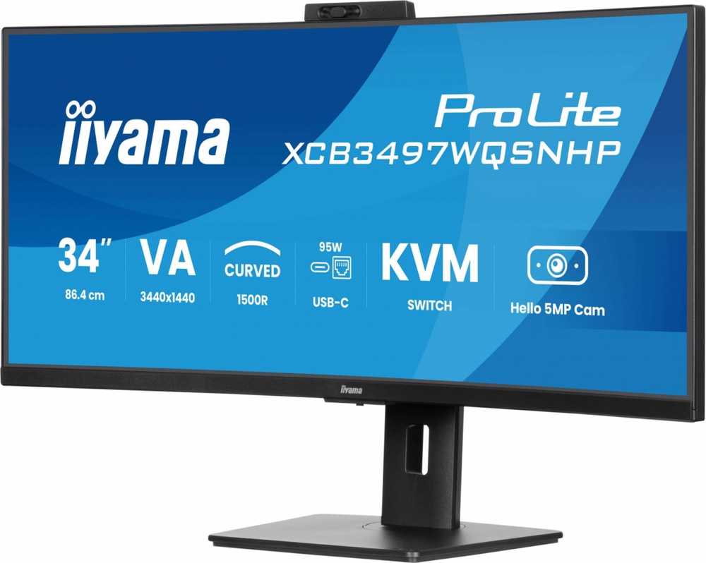 Monitorius „iiyama ProLite XCB3497WQSNPH-B1“ – 120 Hz | UWQHD | 34 colių | VA | 0,4 ms + „Norton Small Business“