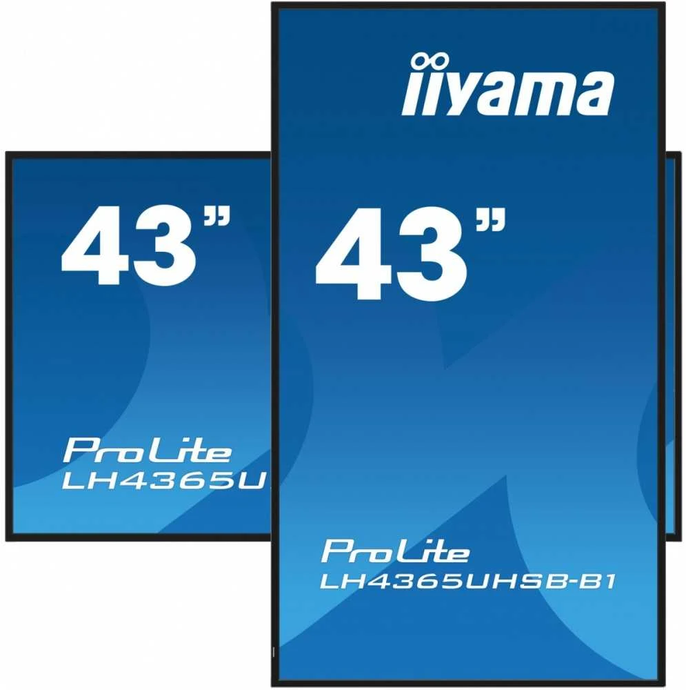 Iiyama Monitorius 43 cale lh4365uhsb-b1 24/7, ips, Android 11, 4k, 800cd, iisignage2, sdm, 2x hdmi, dp, 2x usb, 2x 10w, rj45, wifi, 4/32 pozi 400 x 400 (vesa)