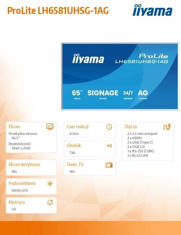 Monitorius iiyama LH6581UHSG-1AG