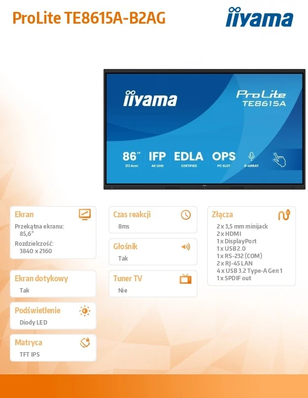 Monitorius iiyama TE8615A-B2AG