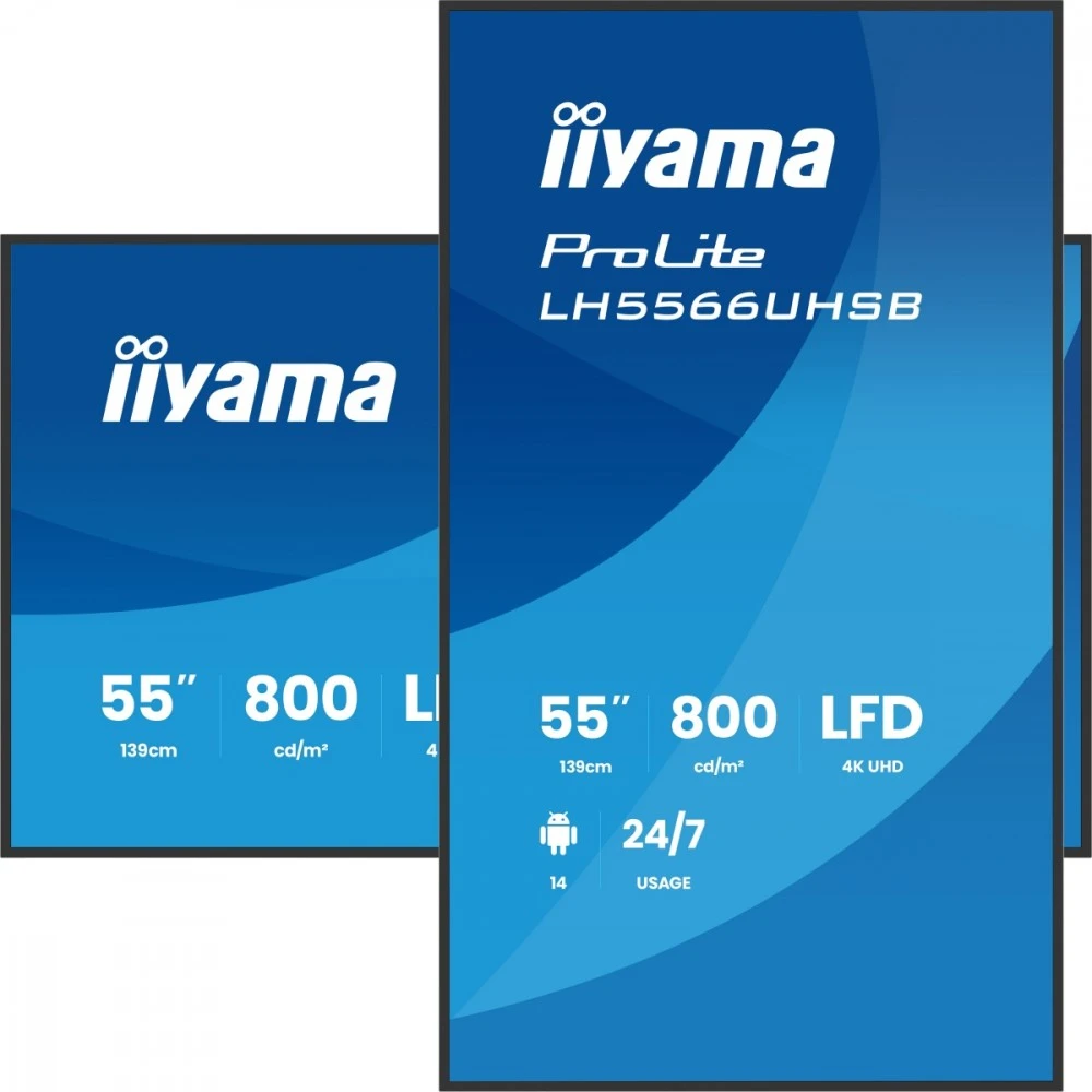 Monitorius iiyama LH5566UHSB-B1 139.0cm (55'') 16:9 2xHDMI+1xUSB-C IPS (LH5566UHSB-B1AG)