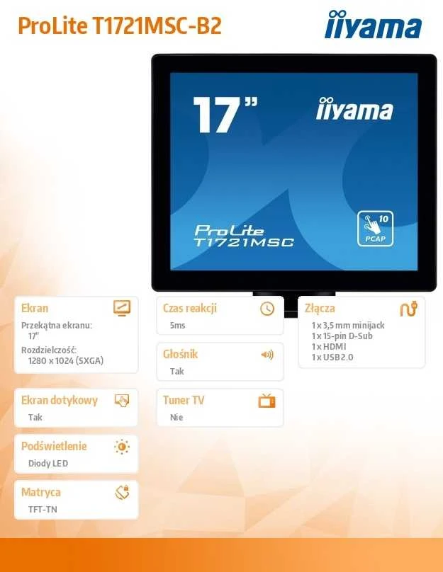 Monitorius iiyama ProLite T1721MSC-B2