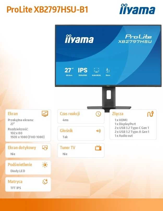 Monitorius iiyama XB2797HSU-B1 - 120Hz | Full HD | IPS | 27''