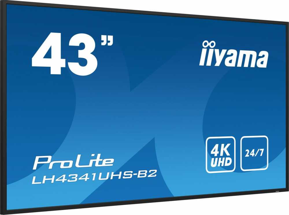 Monitorius IIYAMA LH4341UHS-B2 43 colių 3840x2160 4K UHD IPS skydelis 1precent Haze Landscape ir portreto režimas Garsiakalbiai 2x 10W VGA 3x HDMI 500cd/m2