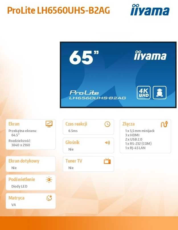 Monitorius iiyama ProLite LH6560UHS-B2AG