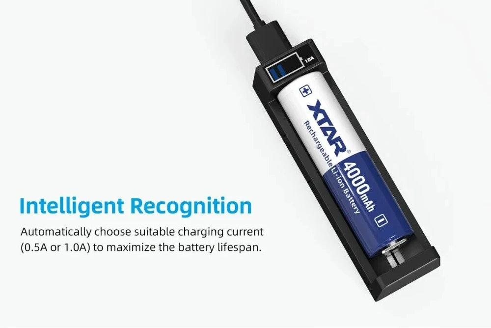 Baterijų Įkroviklis - XTAR MC1+ ANT 3.7V Li-ion USB-C 0.5A/1A Juodas
