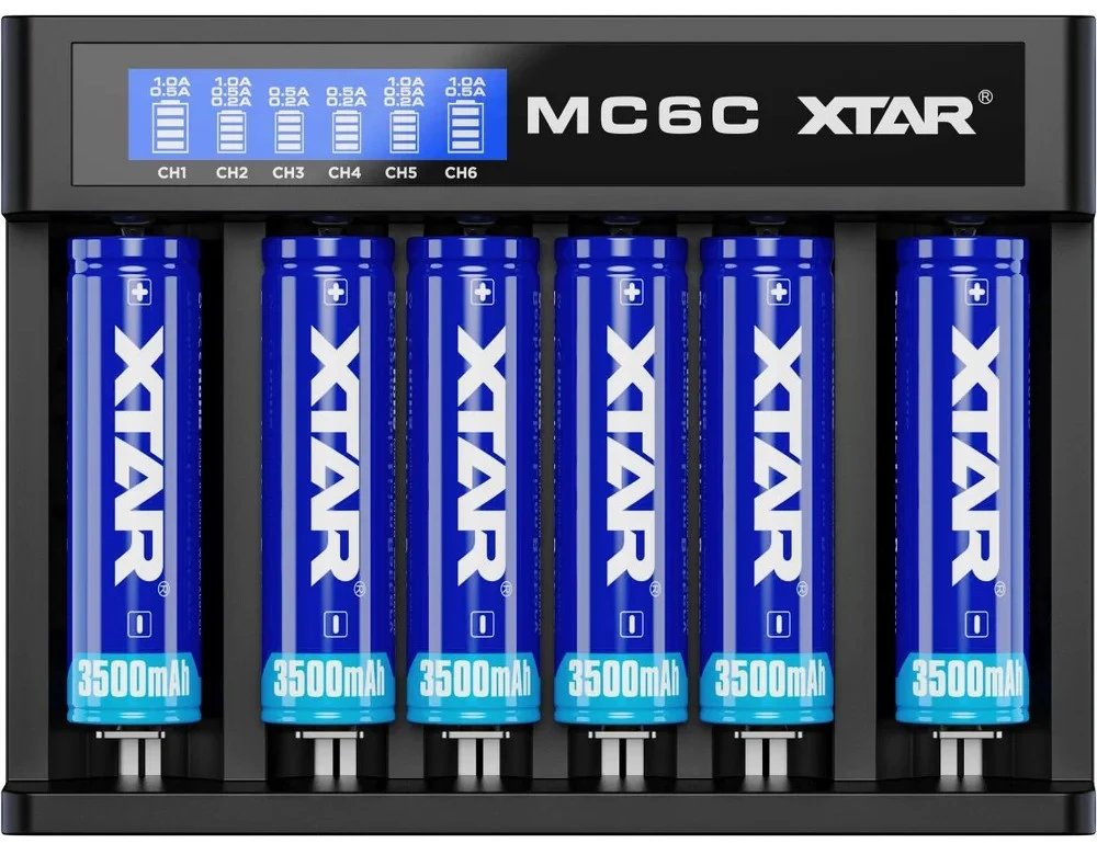 Ličio jonų akumuliatoriaus įkroviklis XTAR MC6C