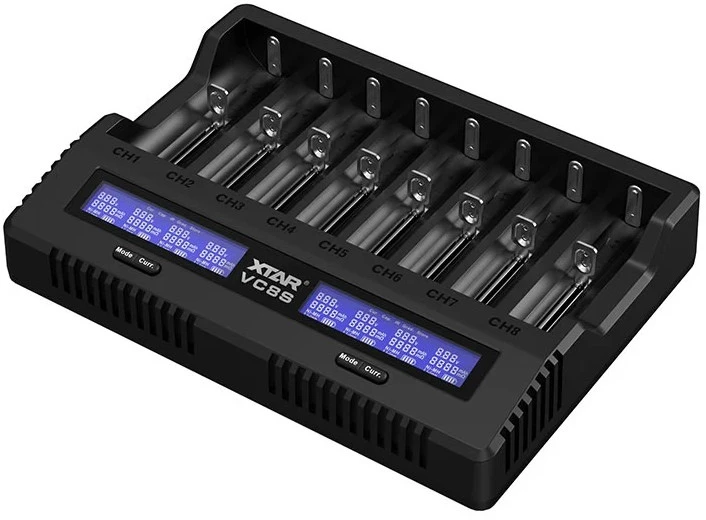 Xtar universalus 8 x Li-ion ir Ni-MH akumuliatorių įkroviklis su LCD ekranu VC8S