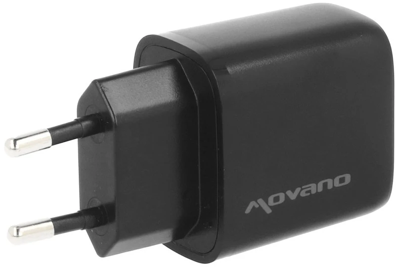 Įkroviklis Movano GaN 20W USB-C PD + USB-A (juodas)