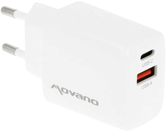 Įkroviklis Movano GaN 30W USB-C PD + USB-A (baltas)