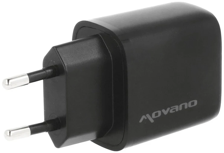 Įkroviklis Movano GaN 30W USB-C PD + USB-A (juodas)