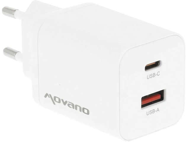 Įkroviklis Movano GaN 45W USB-C PD + USB-A (baltas)