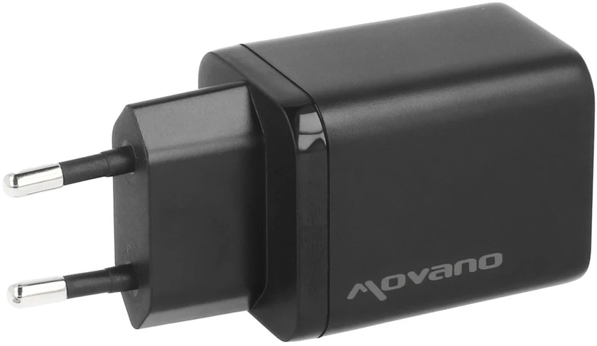 Įkroviklis Movano GaN 45W USB-C PD + USB-A (juodas)