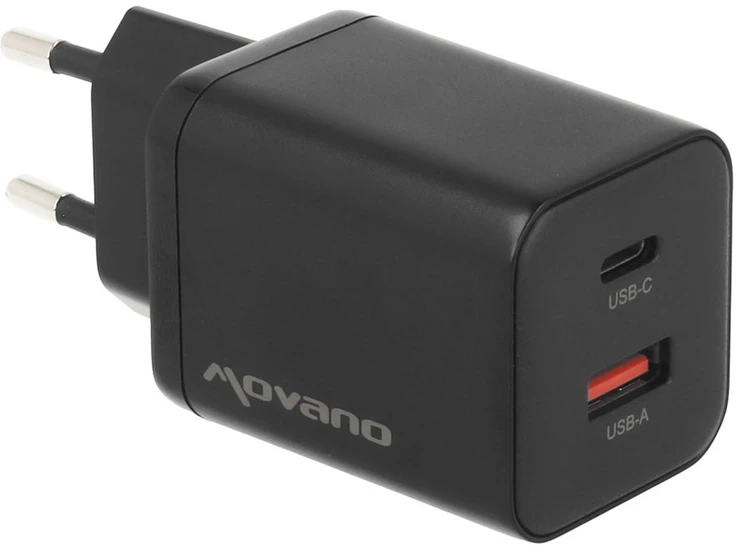 Įkroviklis Movano GaN 45W USB-C PD + USB-A (juodas)