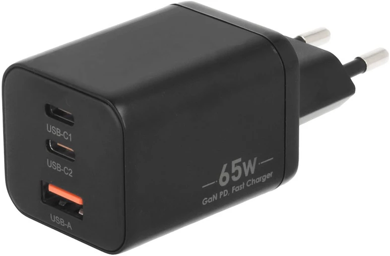 Įkroviklis Movano GaN 65W 2x USB-C PD + USB-A (juodas)