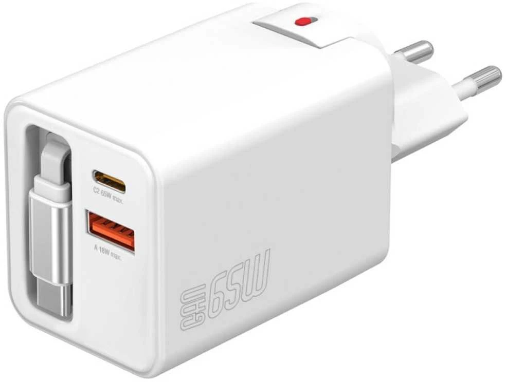 Įkroviklis jungiama į tinklą 4smarts Flex Jojo 65W GaN 2xUSB-C + USB-A balta