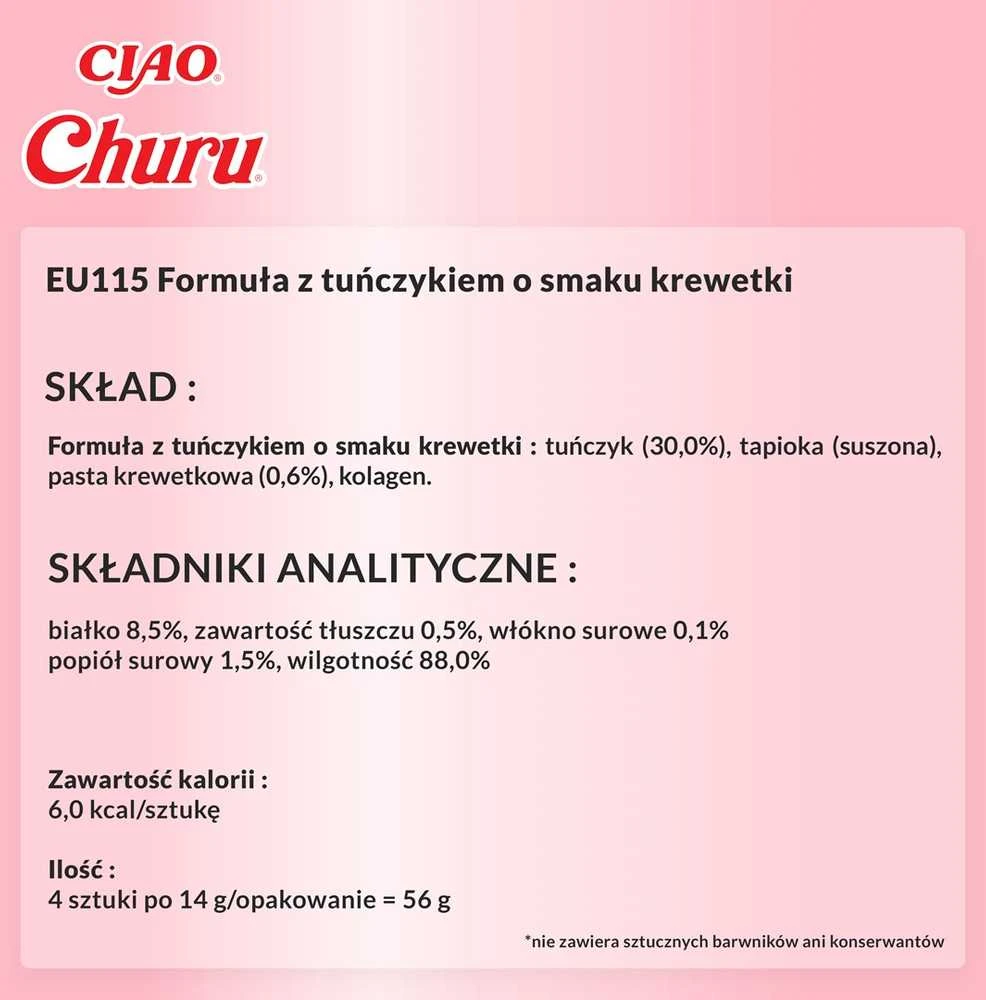 Kačių Skanėstai - Inaba Churu Tuno Ir Krevečių Skonio 4 X 14g