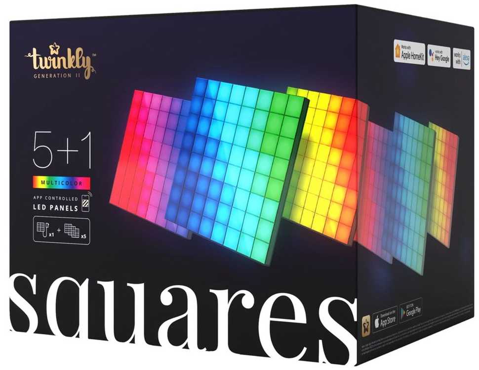 Inteligentne bloki twinkly squares combo pack 6 blocks (1 master + 5 extension) x 64 pikselių rgb