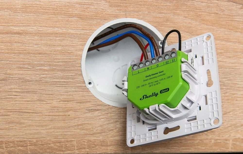 Shelly Dimmer GEN4 Išmanusis 1 kanalo Wi-Fi, Zigbee dimeris