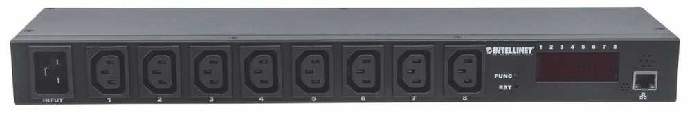 Intellinet Listwa zasilajaca rack 19 1u 110v-250v/16a 8 gniazd c13 zarządzalna ip