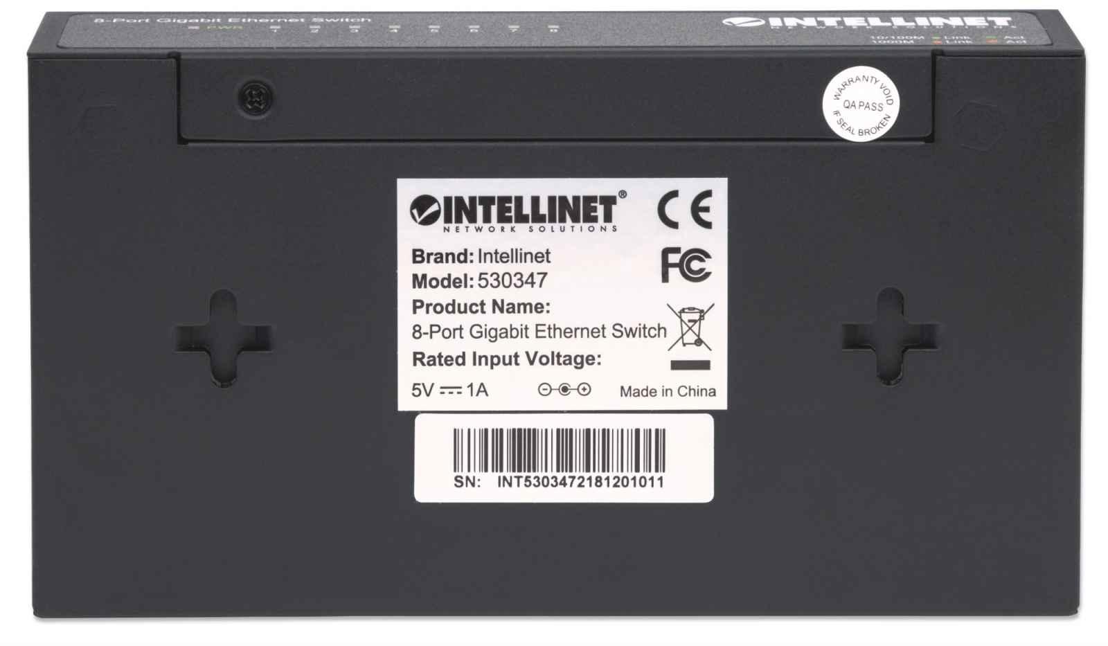 Šakotuvas Intellinet 530347 tinklo komutatorius Gigabit Ethernet (10/100/1000) Juoda