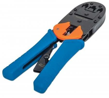 Intracom INTELLINET universalus modulinio kištuko užspaudimo įrankis, skirtas RJ45 RJ12 ir RJ11 Pjauna ir nupjauna apvalų ir plokščią kabelį.