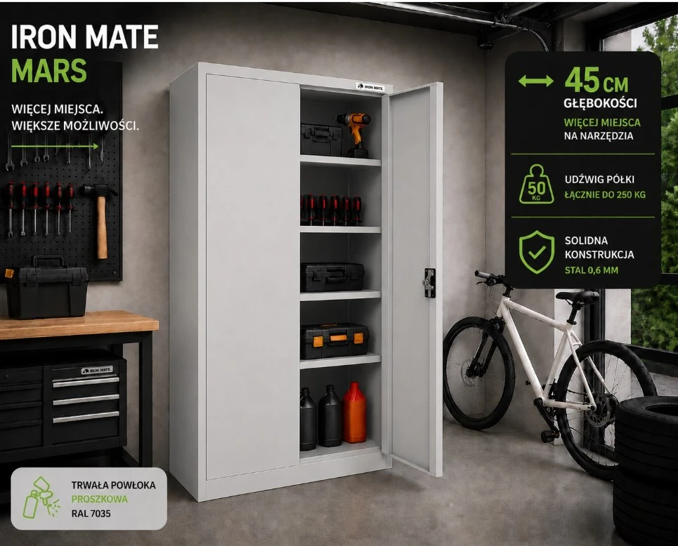 Iron Mate MARS Metal Garage Cabinet 185 x 90 x 45 Pilkas RAL7035