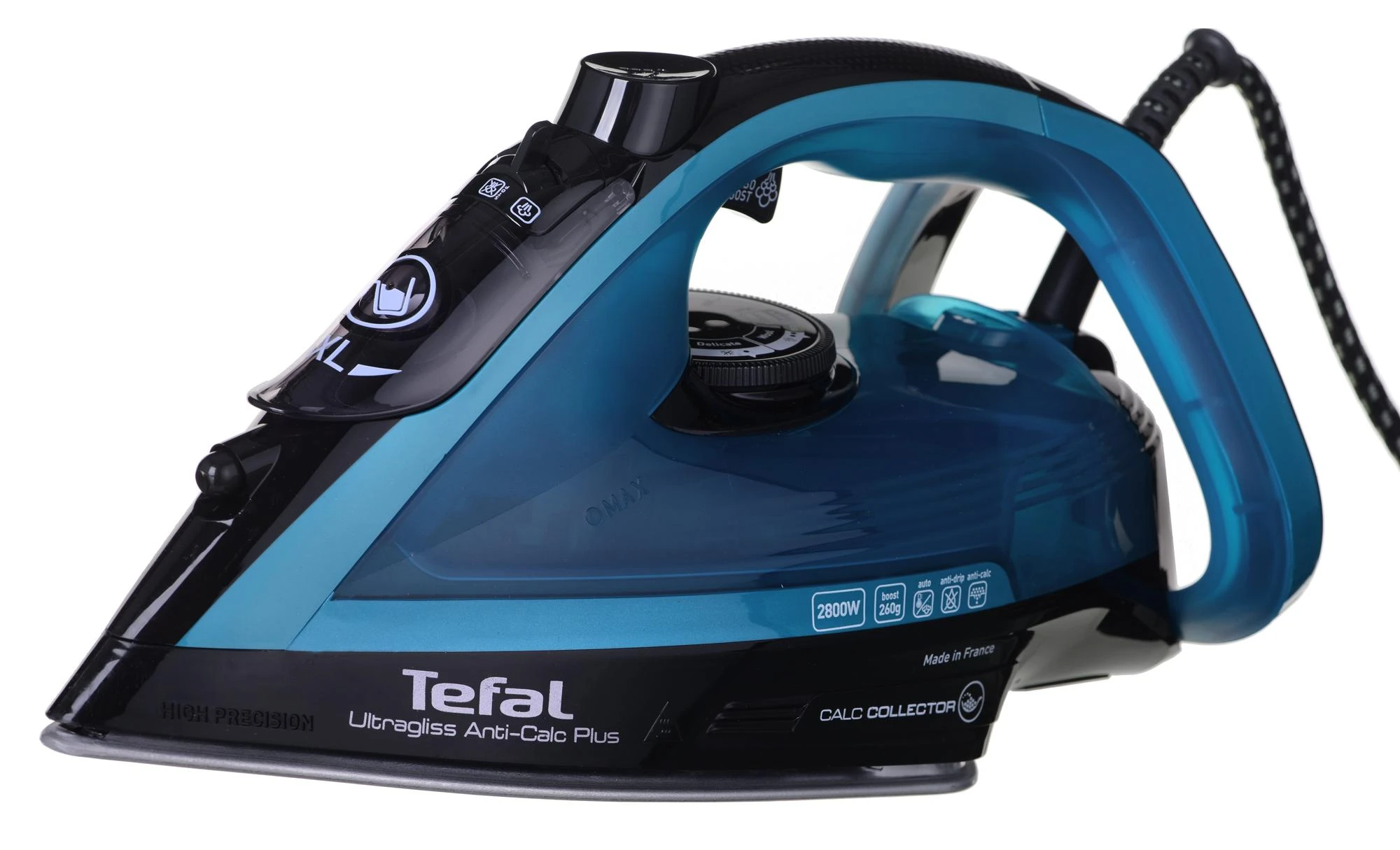 TEFAL | FV6832E0 | Garų lygintuvas | 2800 W | Vanduo tank capacity 270 ml | Continuous steam 50 g/min | Steam boost performance 260 g/min | Juodas/Mėlyna