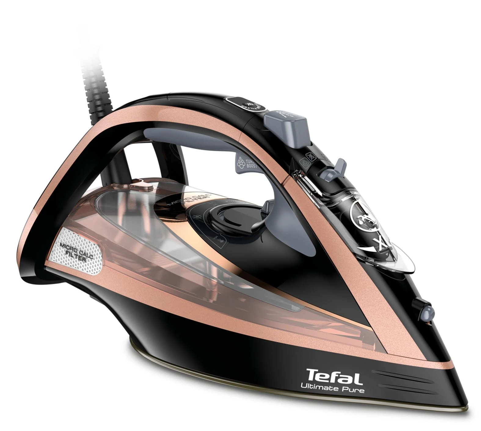 Garų lygintuvas Tefal Ultimate Pure FV9845E0 | 3200 W | Vandens talpa 350 ml | Juogas/rausvai auksinis