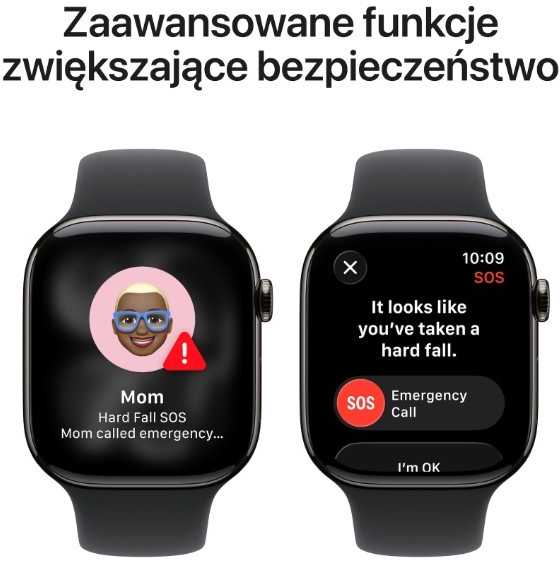 Išmanusis laikrodis Apple Watch series 11 gps + cellular, koperta 42 mm su tytanu w kolorze łupku, dirželis sportowy (juodos spalvos) - dydis m/l