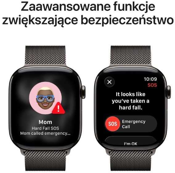 Išmanusis laikrodis Apple Watch series 11 gps + cellular koperta 46 mm su tytanu w kolorze łupku, bransoleta mediolańska w kolorze łupku m/l