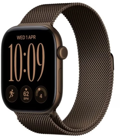 Išmanusis laikrodis Apple Watch series 12 gps+cellular, koperta 46 mm su aliuminio w kolorze ciemnego brązu, bransoleta mediolańska w kolorze ciemnego brązu - dydis m/l