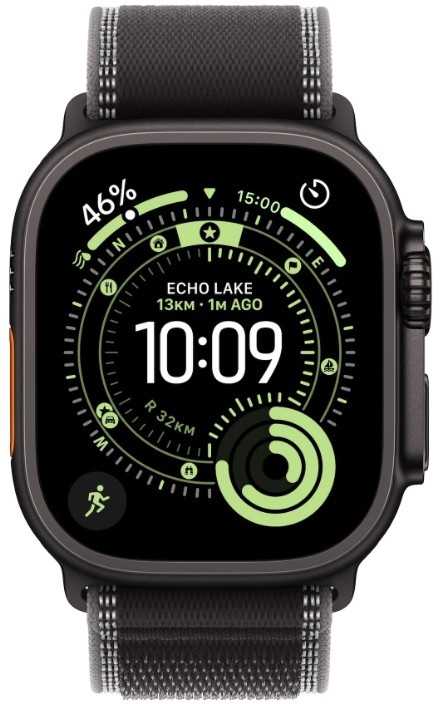 Išmanusis laikrodis Apple „Watch Ultra 3 GPS + Cellular“, 49 mm, juodas titano korpusas | Juodas „Trail Loop“ – S/M