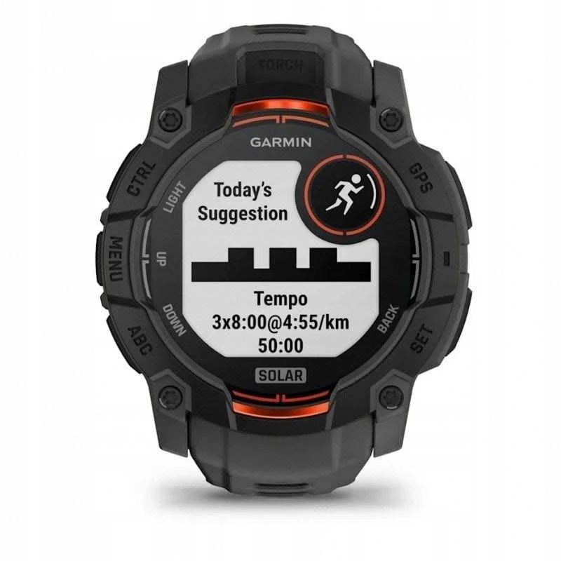 Išmanusis laikrodis Garmin Instinct 3 – 50 mm, Solar, juodas su anglies spalvos dirželiu