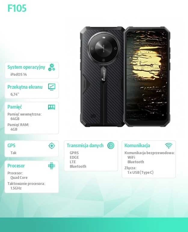 Fossibot Išmanusis telefonas f105 juodas