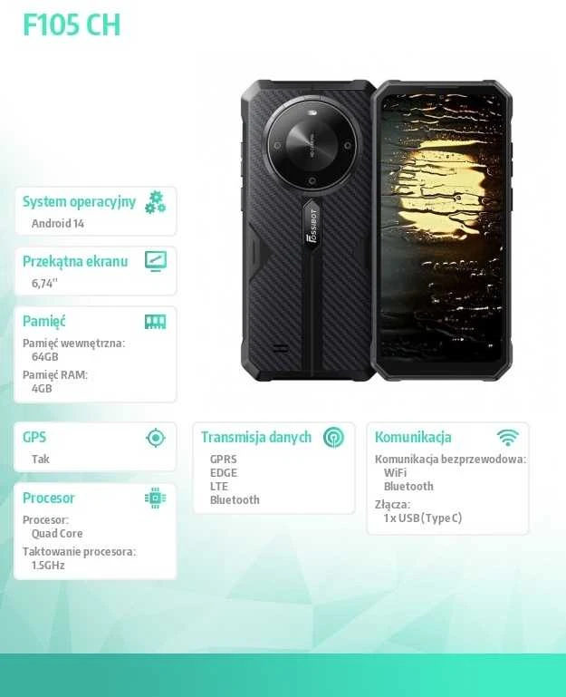 Fossibot Išmanusis telefonas f105 juodas ch