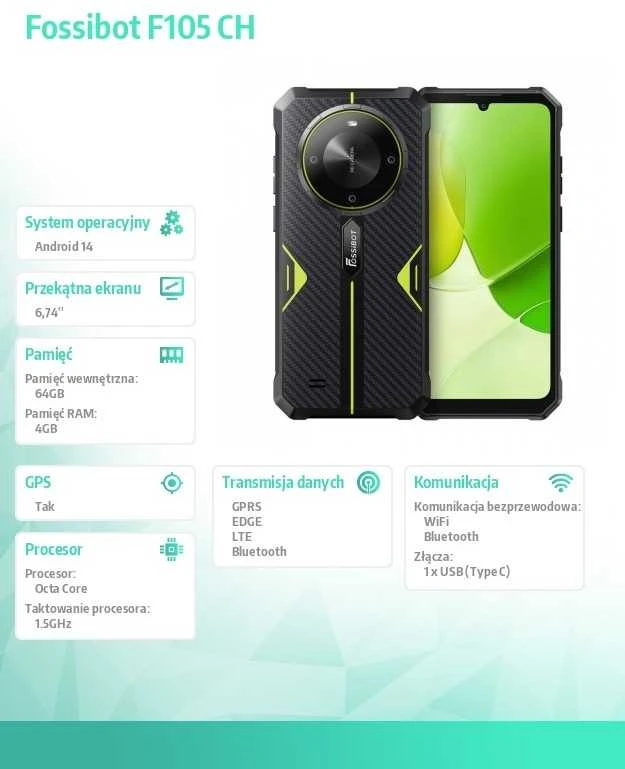 Fossibot Išmanusis telefonas f105 žalias ch