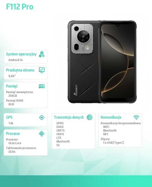 Fossibot Išmanusis telefonas f112 pro juodas