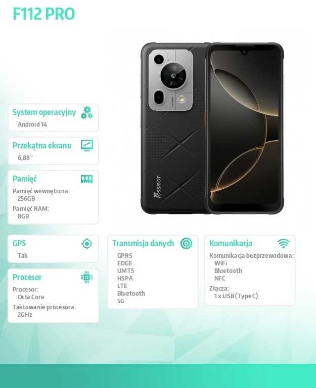 Fossibot Išmanusis telefonas f112 pro juodas ch