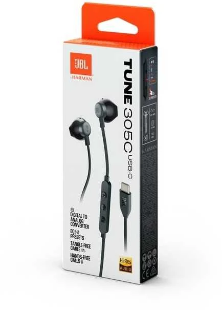 JBL Tune 305C susinės, USB Type-C Juodos