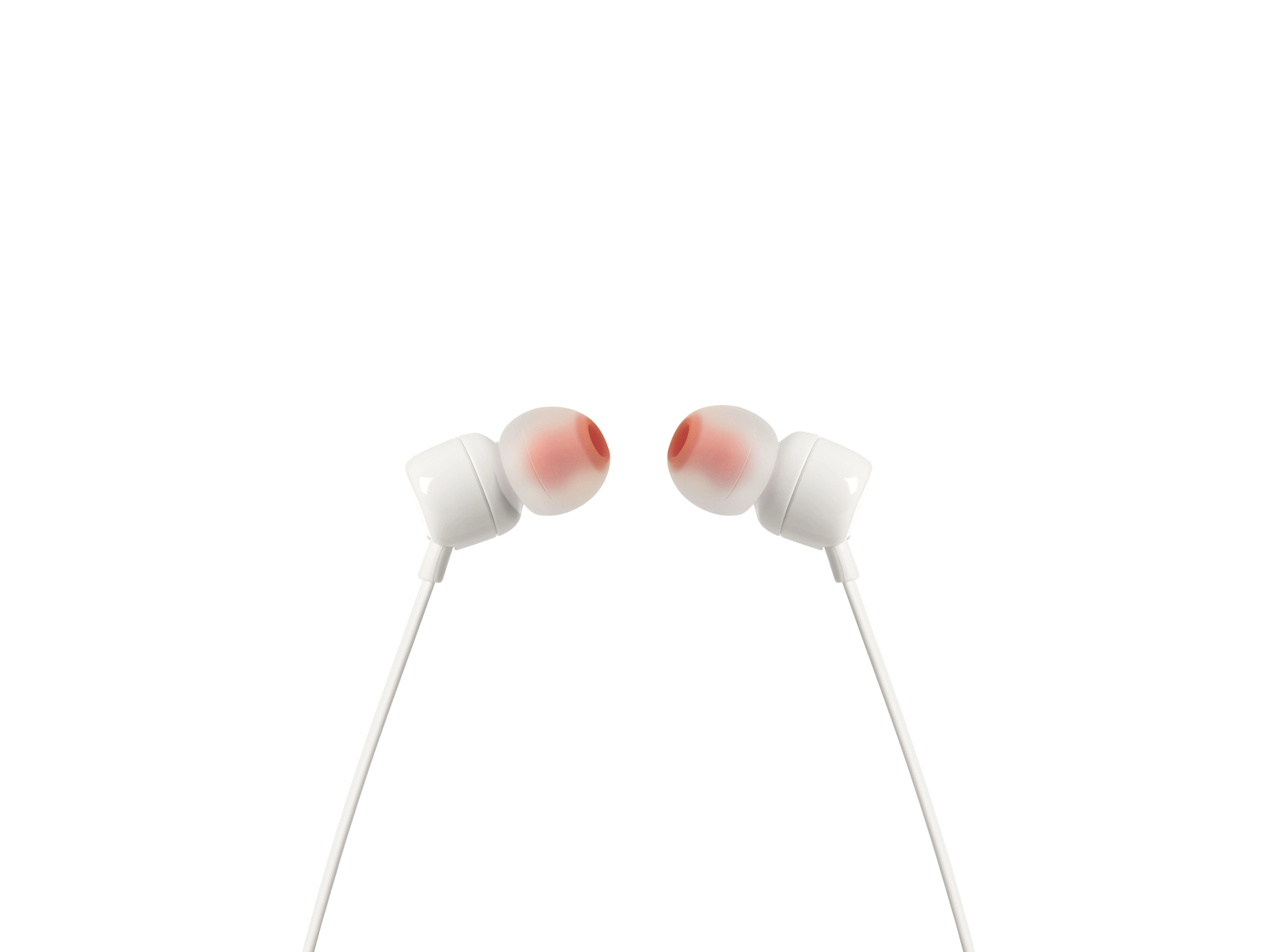 Ausinės JBL TUNE T110 Pure Bass Sound baltos