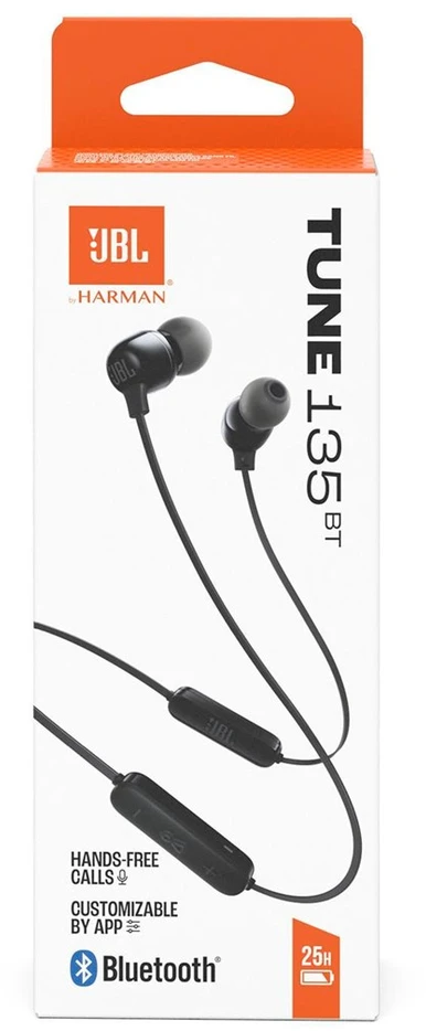 Jbl t135btblk ausinės į ausis įkišamos bluetooth, juoda